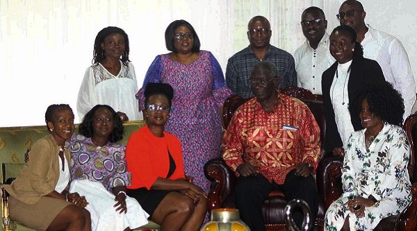 Families of the executed military officers in 1979 with former President John Agyekum Kufuor. Picture: Maxwell Ocloo