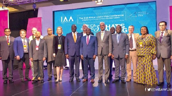 Vice-President Dr Mahamudu Bawumia (middle) with some executives of the Advertising Association of Ghana and participants after the 3rd African Leadership Conference in Accra