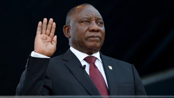 Cyril Ramaphosa taking the oath of office