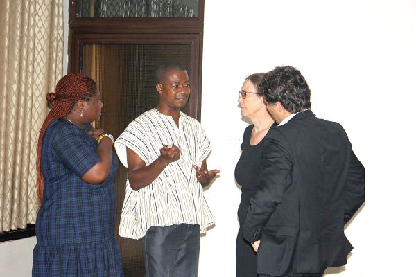 Mr Harry Bleppony (2nd left) of the Ministry of Food and Agriculture, in a discussion with Ms Yayra Amedzro (left), Ms Rita Weidinger (2nd right), Executive Director, GIZ/ComCashew and Mr Daniel Lauchenauer, Deputy Head of Cooperation, Embassy of Switzerland, Ghana, after the opening of the training programme. Picture: Maxwell Ocloo