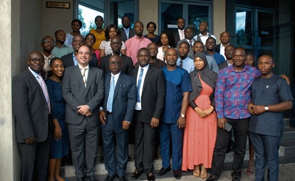 Alhaji Hafiz Adam (4th left), the Chief Director of the Ministry of Business Development with the trainees and other officials. Picture: GABRIEL AHIABOR