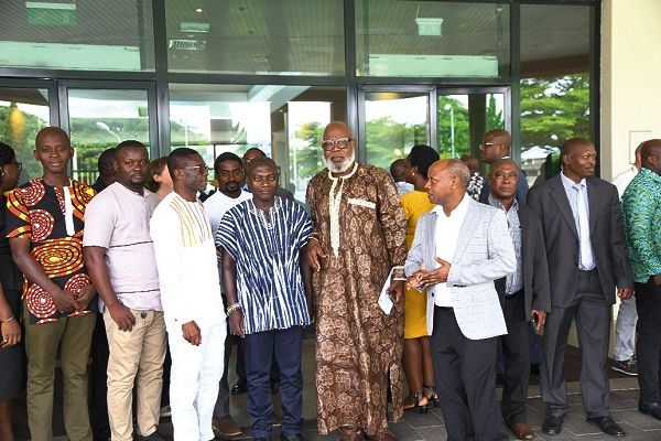 Mr Sammy Adzivor (3rd left), consultant for TASAI Ghana, interacting with some participants after the opening of the seed sector stakeholders workshop in Accra. Picture: EBOW HANSON