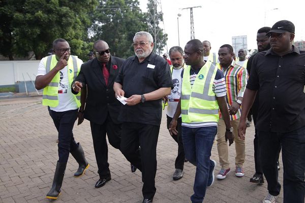 Former President, Jerry John Rawlings with Zoomlion Ghana Limited and the Forestry Commision
