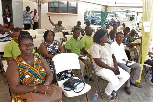 Dr Justina K. Ansah (right), CEO of NBS, addressing the ceremony to commoerate the National Blood Donor Day. Picture: PATRICK DICKSON