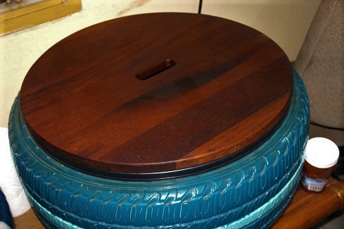 An ice cooler made from used tyres