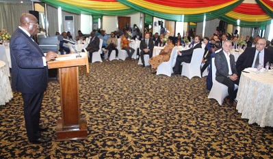 President Akufo-Addo addressing the CEOs at the forum in Accra. Picture: SAMUEL TEI ADANO