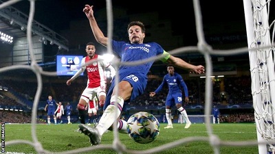 Cesar Azpilicueta scored from close range and thought he had snatched a late winner, but it was ruled out by the video assistant referee