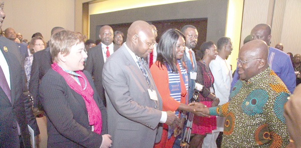  President Nana Addo Dankwa Akufo-Addo exchanging pleasantries with some of the guests after the ceremony.