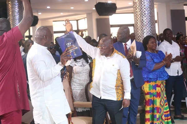 President Nana Addo Dankwa Akufo-Addo responding to cheers from church members in Tema.