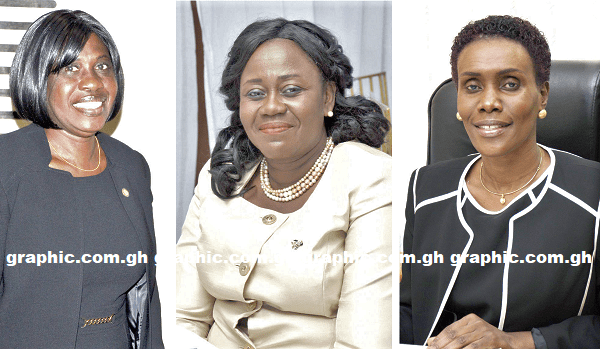 From left: Justice Mariama Owusu, Justice Gertrude Torkonoo and Justice Avril Lovelace Johnson