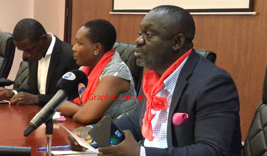 Mr Alex Nartey, President of JUSAG declaring the indefinite strike at the press conference