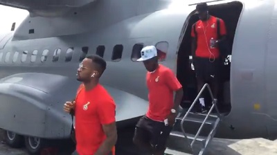 VIDEO: Stars arrive in São Tomé ahead of AFCON qualifier on Monday