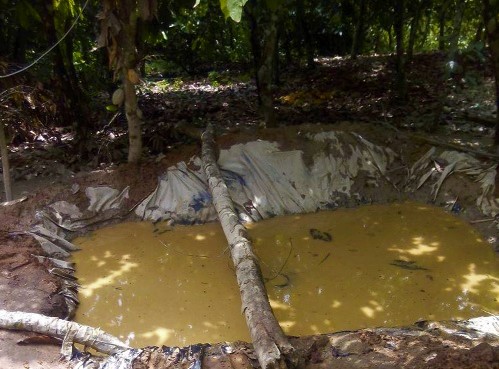 A pond at the mining site