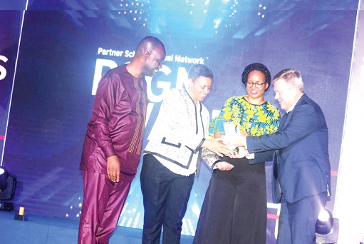 From left, Rev Samuel Adjepong, Managing Director Alpha Beta Christian College, Mrs Florence Adjepong, Principal of Alpha Beta Christian College, Dr Naomi Adjepong, Operations Director, Alpha Beta Christian College and Mr Allan Rutt, Country Director of British Council.