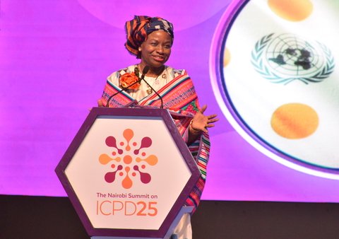 Dr. Natalia Kanem speaking at the closing plenary of the Nairobi Summit of ICPD25