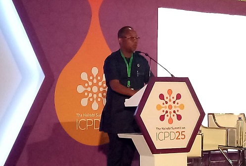 Mr Omar Seidu speaking at the Nairobi  Summit on ICPD25