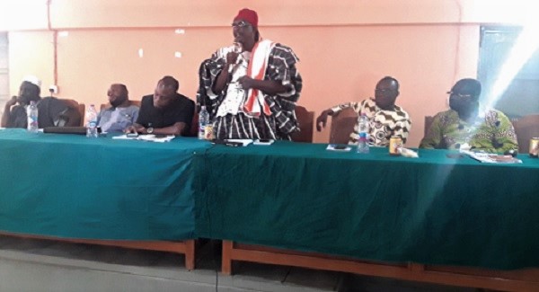 Baba Salifu Leemyarum, Paramount Chief of the Bongo Traditional Area, addressing the forum in Bolgatanga