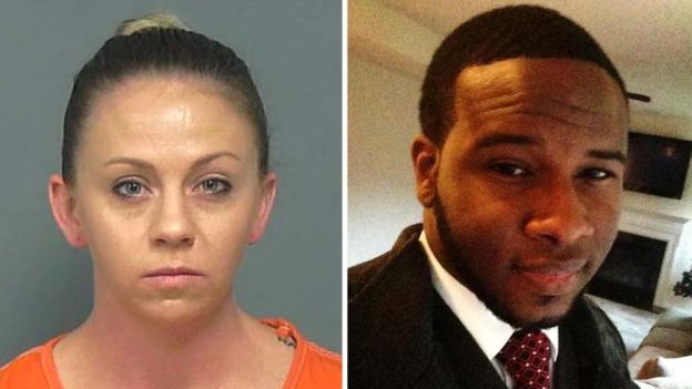  Amber Guyger (left) said she thought Botham Jean was an intruder in her own apartment 
