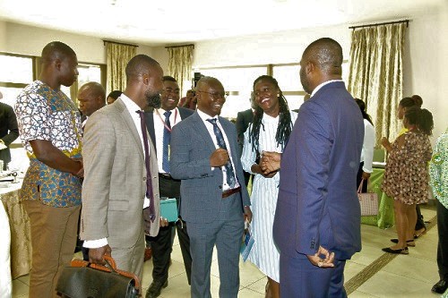 Dr Matthew Opoku Prempeh (back to camera), interacting with Prof. Kwasi Opoku-Amankwa (2nd left), Director General of the Ghana Education Service during the 3rd Roundtable Meeting. Picture: ESTHER ADJEI
