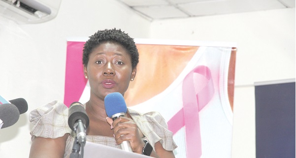  Dr Naa Adorkor Aryeetey, Clinical and Radiation Oncologist at the Korle Bu Teaching Hospital, addressing the participants. 