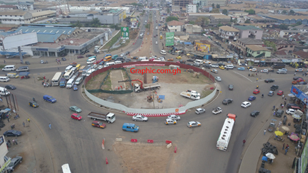 Construction works being carried out at the Obetsebi-Lamptey Circle