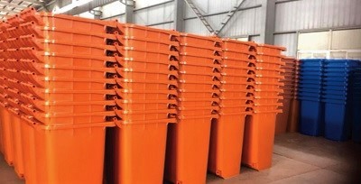 Some of the plastic waste bins