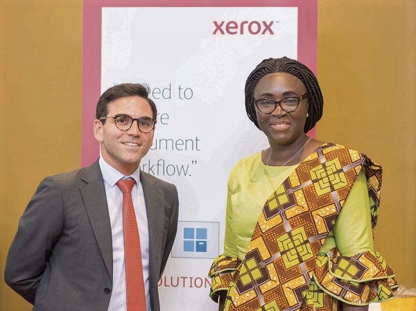  Madam Gifty Twum Ampofo (right) and Mr Jean Louis Feghali after one of the training sessions organised for professionals in the printing and publishing business