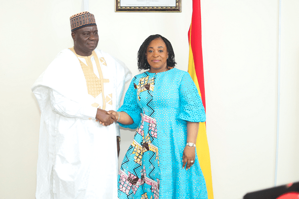 Ms Shirley Ayorkor Botchwey (right), the Minister of Foreign Affairs, shaking hands with Mr Olufemi Michael Abikoye, the Nigerian High Commissioner to Ghana, after the meeting. Picture: Patrick Dickson     