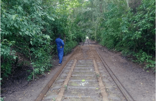 Miscreants have removed sleepers  from the whole stretch of the rail track