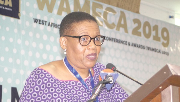  Ms Pansy Tlakula, Chairperson of Information Regulators of South Africa, speaking at the West Africa Media Excellence Conference in Accra.
