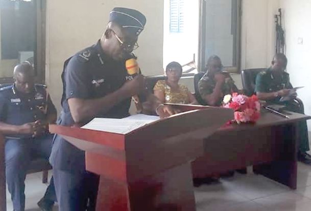 Deputy Commissioner of Police (DCOP) Mr Frederick Adu Anim speaking before the inauguration of the taskforce 