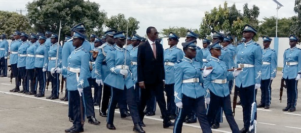   Mr Ammishaddai Owusu-Amoah (arrowed) inspecting the parade of cadet officers