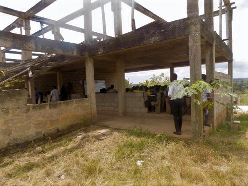 The emergency classroom block at ASASCO which has stalled