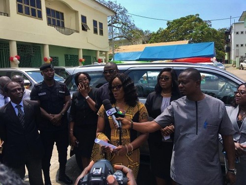The Attorney general and some staff handing over vehicles to regional heads 