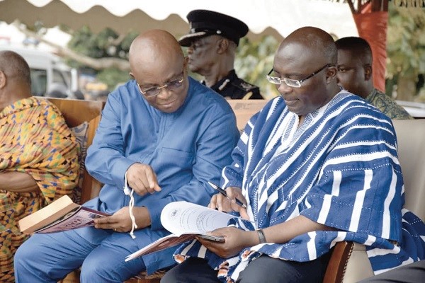 Dr Bawumia (right) and Mr  Benjamin Kpodo at the durbar
