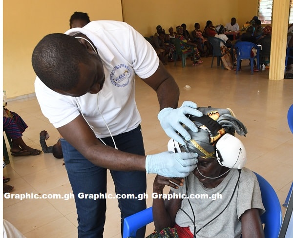One of the hearing-impaired persons being screened. Picture: GABRIEL AHIABOR