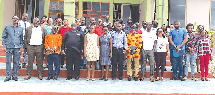  Prof. Martin Gyambrah (left), Executive Director of UAM, with the university administrators, members of faculty, alumni and students after the swearing-in ceremony