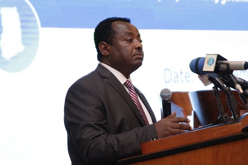 Mr Abebe Haile-Gabriel (inset) FAO Assistant Director-General and Regional Representative for Africa, addressing participants at the meeting 