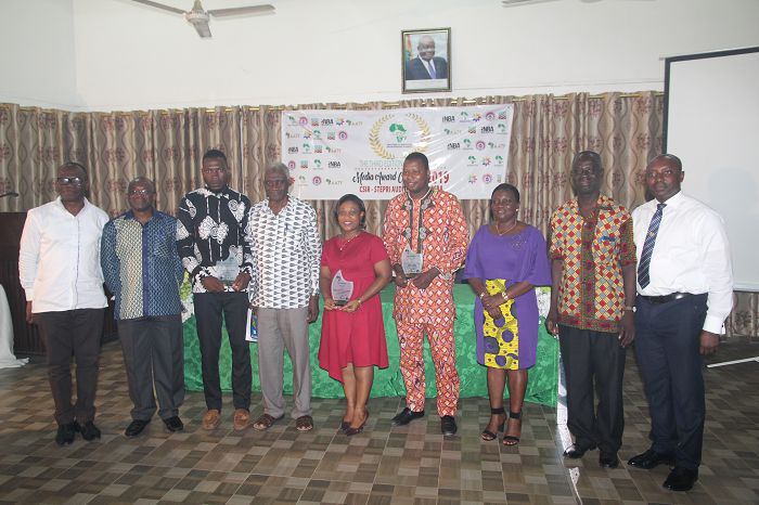 Some of the awards winners with the dignitaries after the event