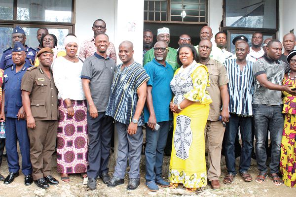 Mrs Kumi-Richardson (arrowed) with the NDC regional executives, parliamentary candidates and management members of the RCC and REGSEC