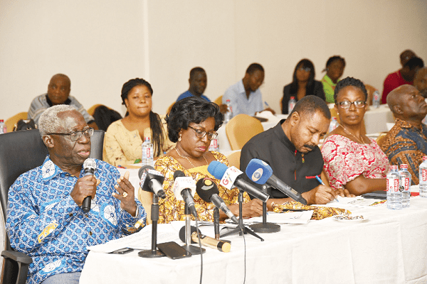 Mr Yaw Osafo-Maafo, the Senior Minister, delivering his presentation on the meaning of Ghana Beyond Aid during the consultation with the civil society organisations. 