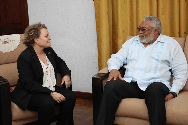 Former President Rawlings in a conversation with  Israel’s Ambassador to Ghana, Shani Cooper