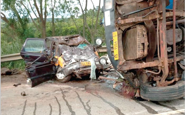 The wrekage at the accident scene. Picture: Emmanuel Adu-Gyamerah