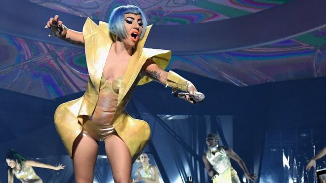 Lady Gaga falls off stage at Las Vegas show
