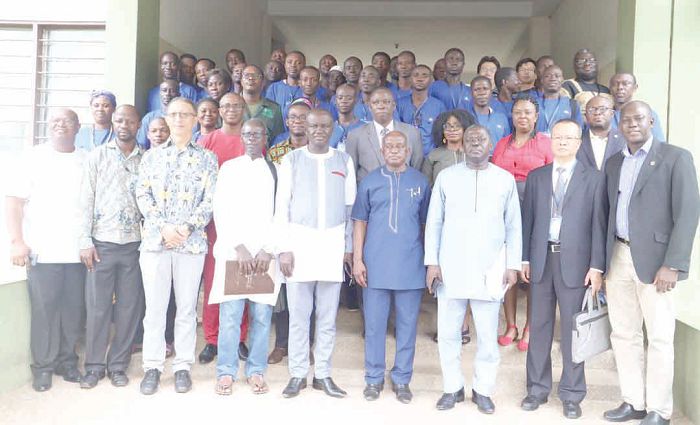 Mr Benito Owusu Bio (3rd right) with other dignitaries and trainees at the programme