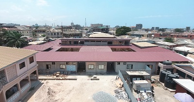 Aerial view of the clinic under construction 