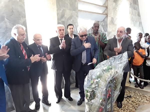   Mr Christian Nasr (2nd right) and  some members of the union after laying the wreath on the tomb of Osagyefo Dr Kwame Nkrumah  in Accra last Saturday. 