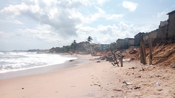  The coastline where many buildings have been washed away