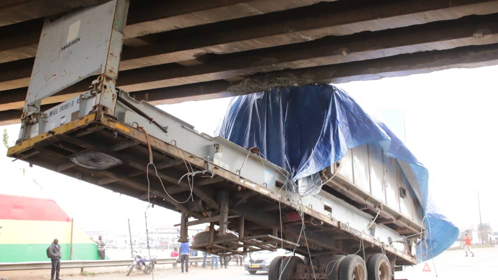 Overloaded truck damages portions of Ashaiman overpass