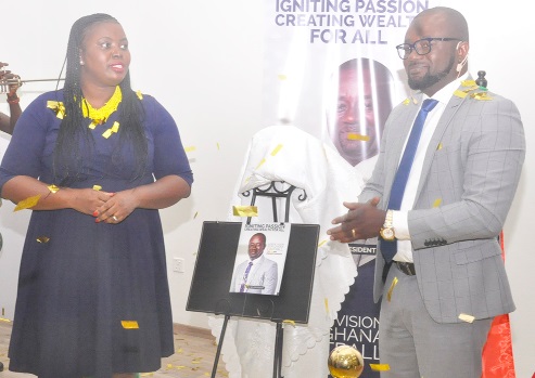 Mr Okraku is joined by Mrs Hillary Boaten to unveil the GameChanger manifesto. Picture: Samuel Tei Adano